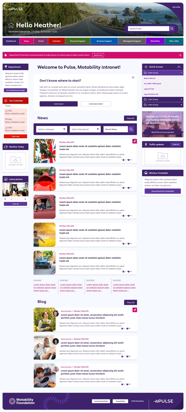 Pulse Homepage snapshot