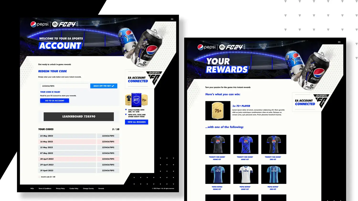 Pepsi EA Sports desktop snapshots